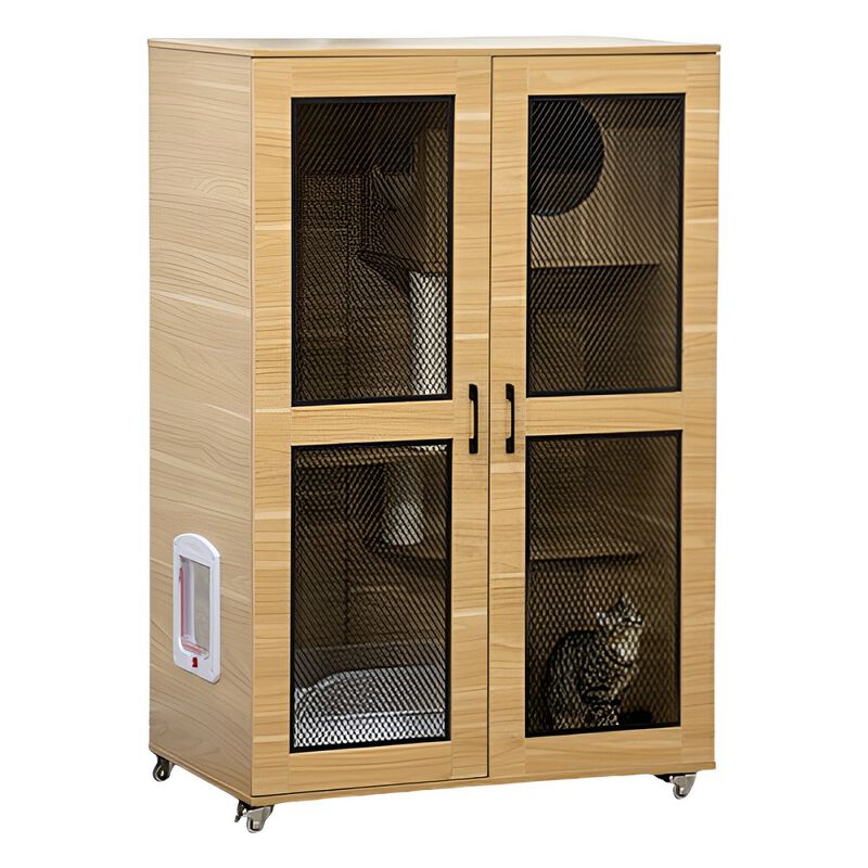 Cat Enclosure with Magnetic Front Closure and Convenient Side Door image number 0