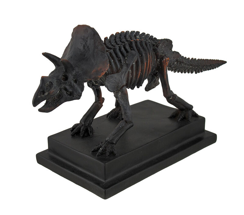 Antique Bronze Finish Mounted Triceratops Skeleton Statue image number 1