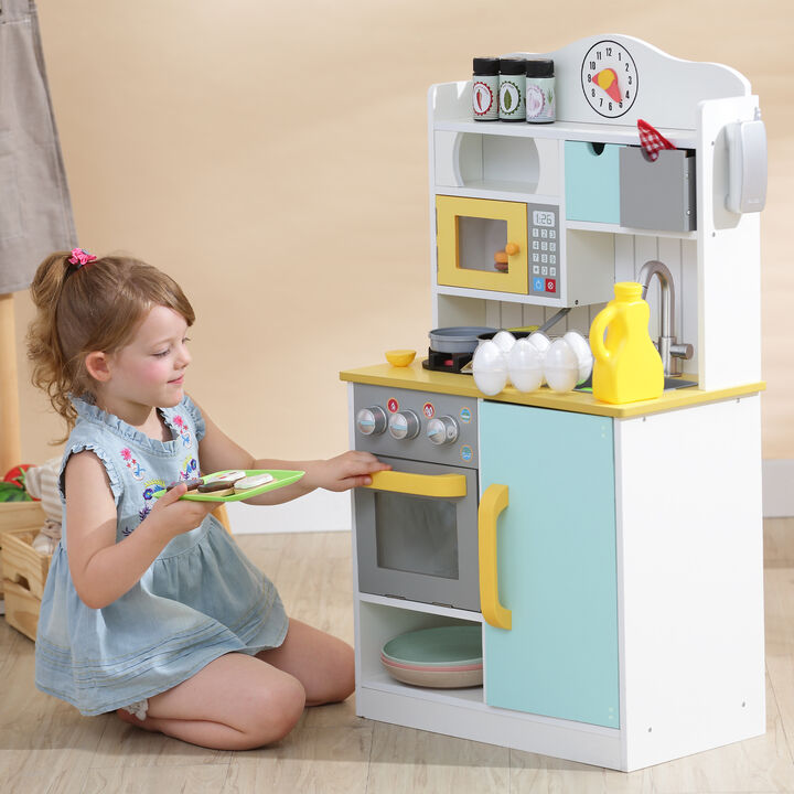Teamson Kids - Little Chef Florence Classic Play Kitchen - White/Green & Yellow