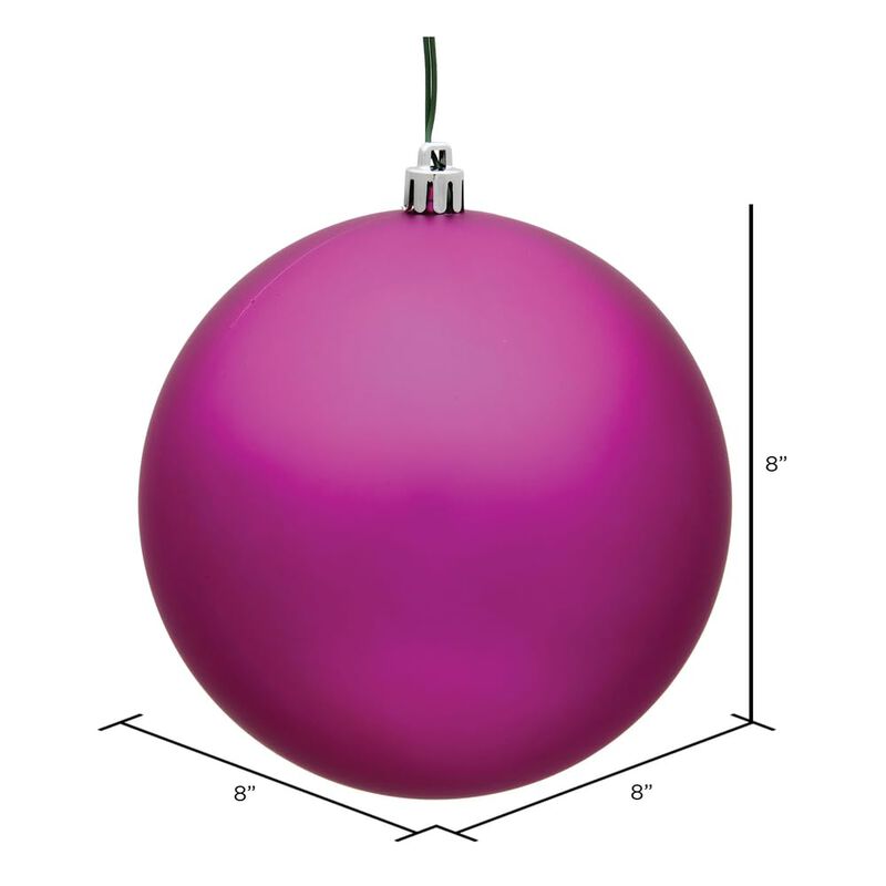 Vickerman 8" Fuchsia Matte Ball Ornament image number 1