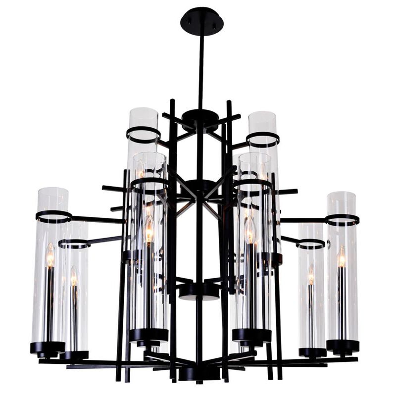 Sierra 12 Light Up Chandelier With Black Finish