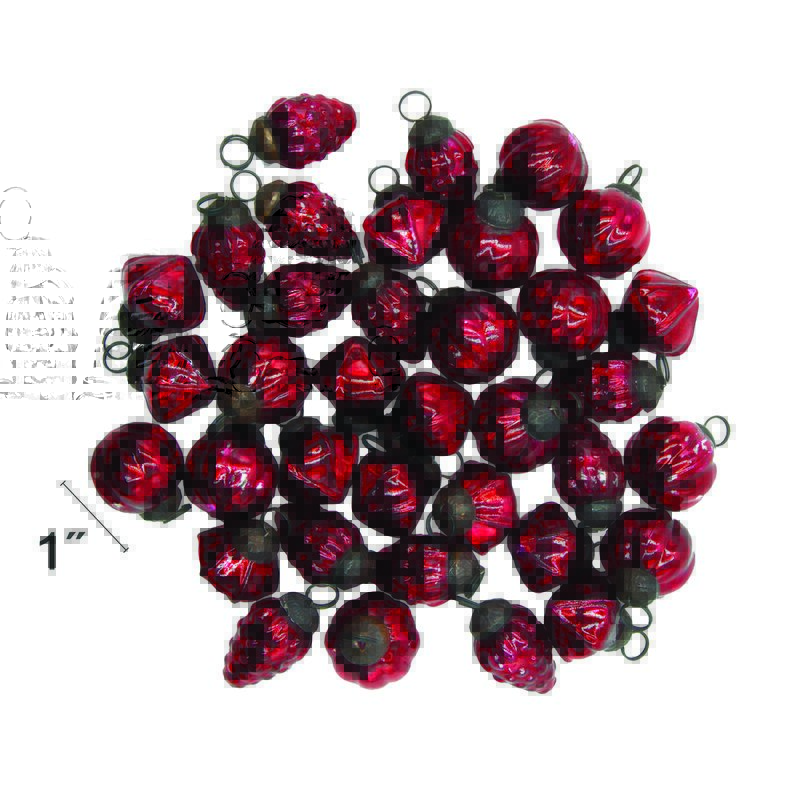 36-Piece Embossed Mercury Glass Ornament Set, Red image number 1
