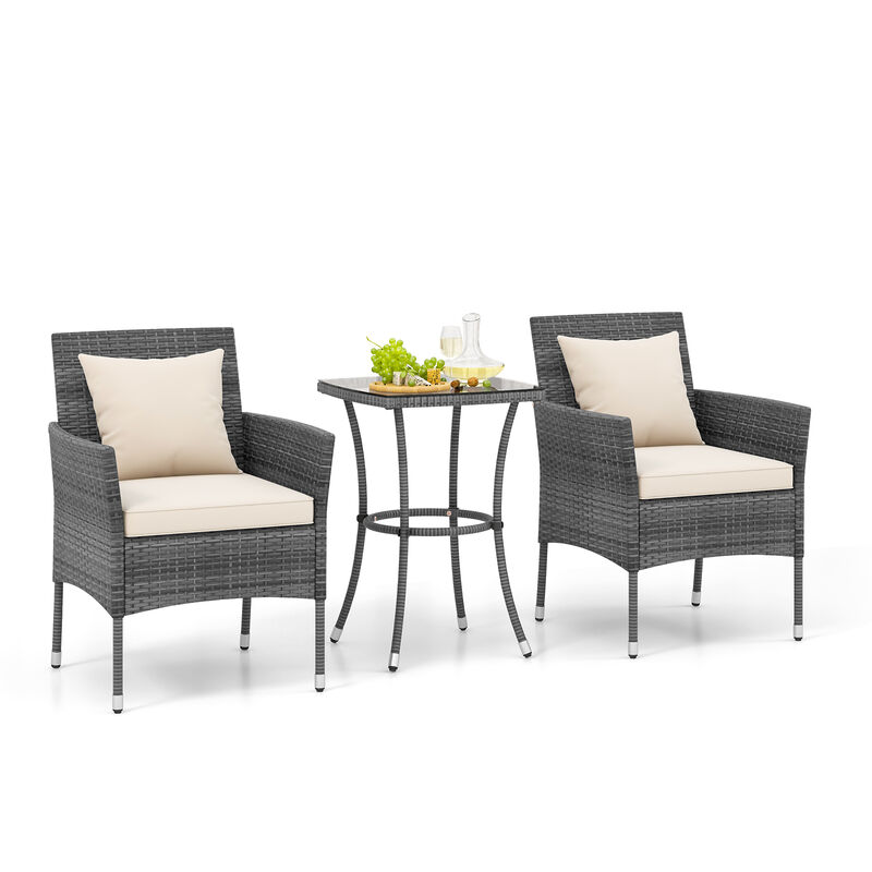 3-Piece Patio Chair and Coffee Table Set with Tempered Glass Top image number 3