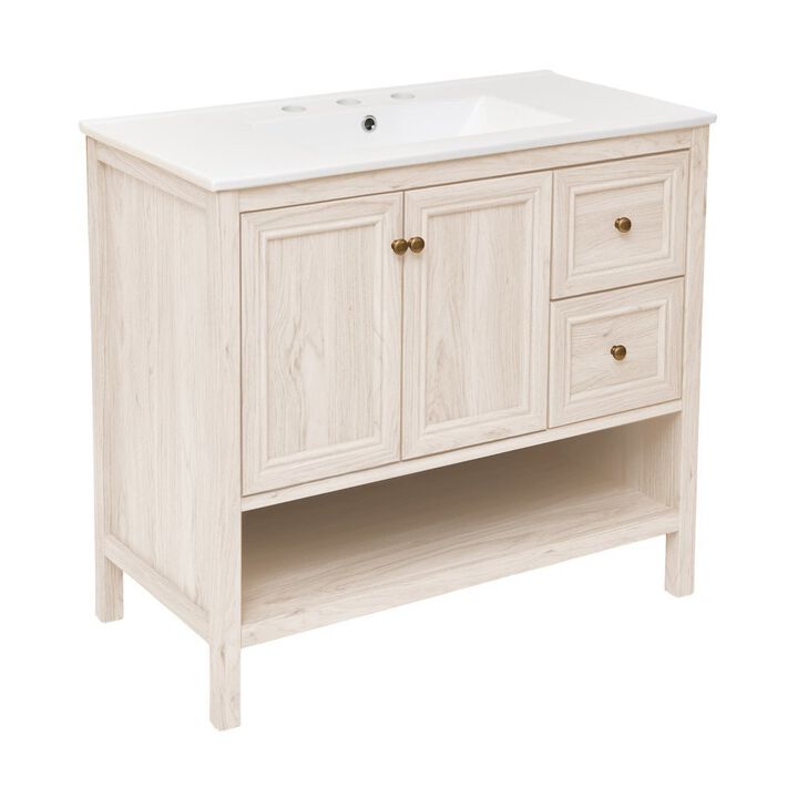 36" Freestanding Bathroom Vanity with 3-Hole Widespread Sink Top