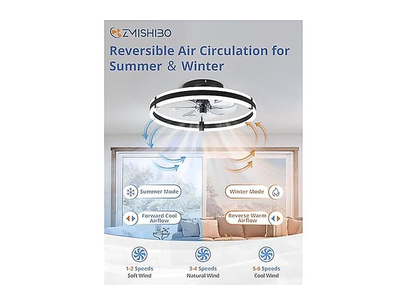 Ceiling Fans Lights Remote 19 Low Profile Fan 3000 6000K Dimmable Modern Flush image number 3