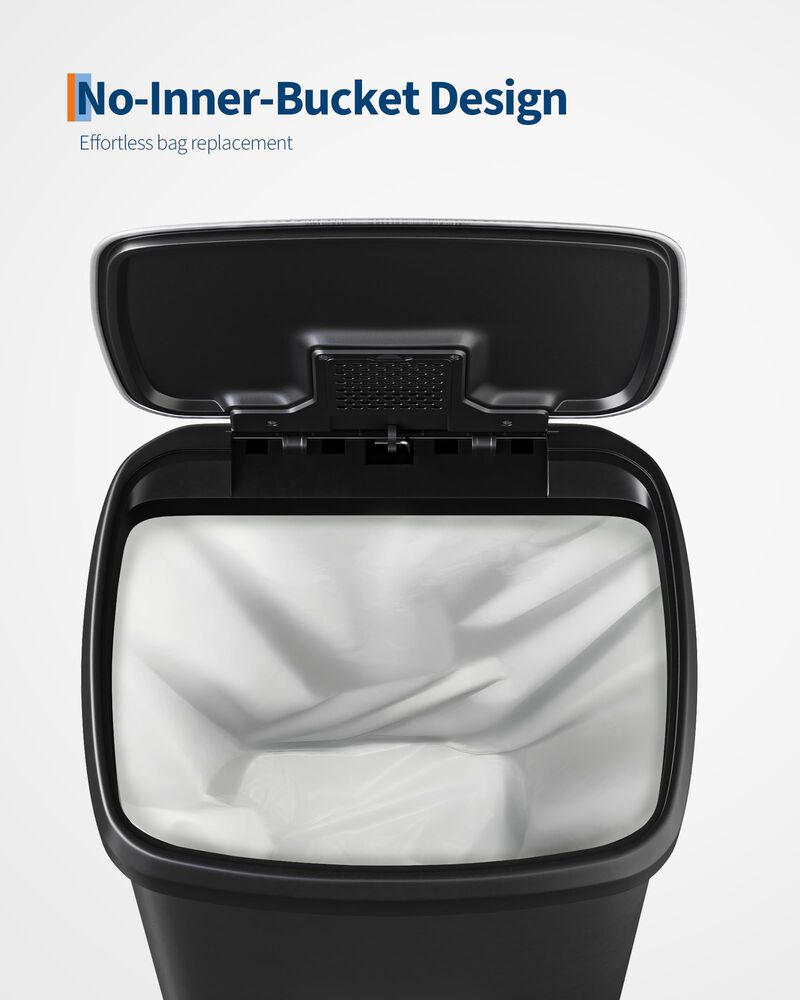 Rustproof Large 13 Gal / 50L Plastic Step-On Kitchen Trash Can with Soft Close Lid, Liner Rim & Rear Handle image number 3