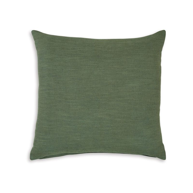 Ina 22 Inch Accent Throw Pillow Set of 4, Square, Green Cotton Linen - Benzara