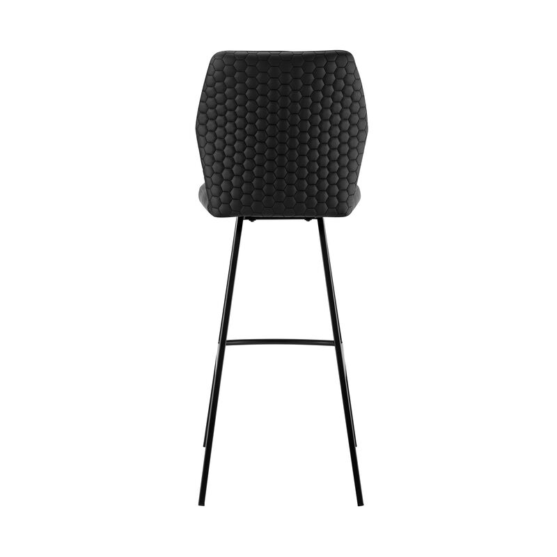 HomeRoots 26" Black Faux Leather and Iron Counter Height Bar Chair image number 4