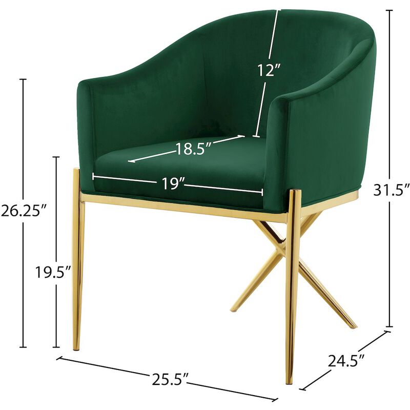 Meridian Furniture Xavier Green Velvet Dining Chair