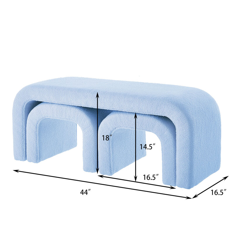 Merax Set of 3 U-Shaped Modern Bench Teddy Ottoman Bench image number 5
