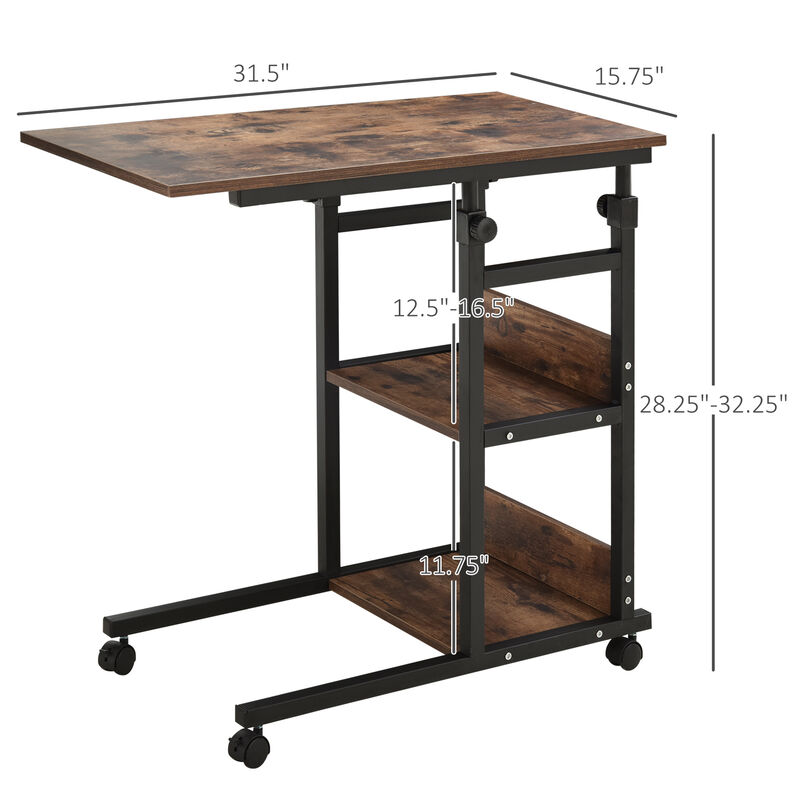 Hivvago C-Shaped Rolling Sofa Side Table with Storage image number 2