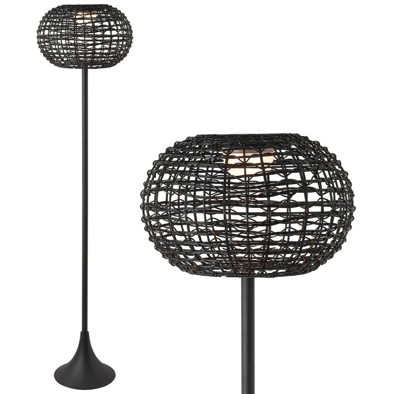 Jaemin 58" Modern Coastal Faux Rattan Integrated Indoor/Outdoor LED Solar Powered Floor Lamp