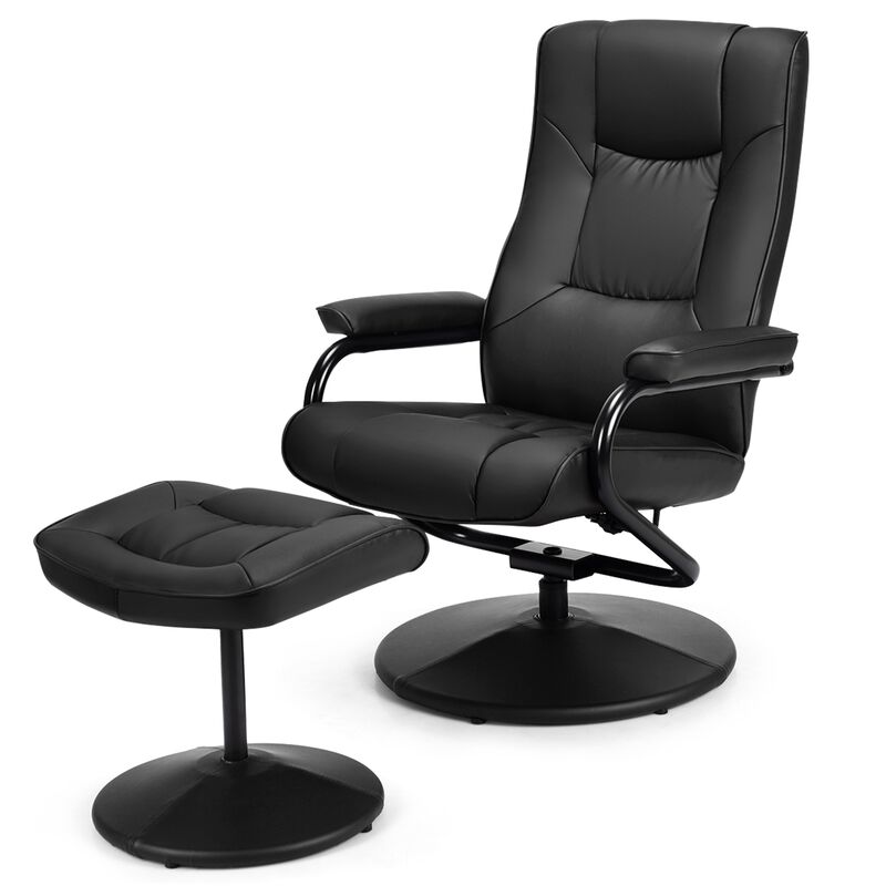 360&deg; PVC Leather Swivel Recliner Chair with Ottoman image number 3