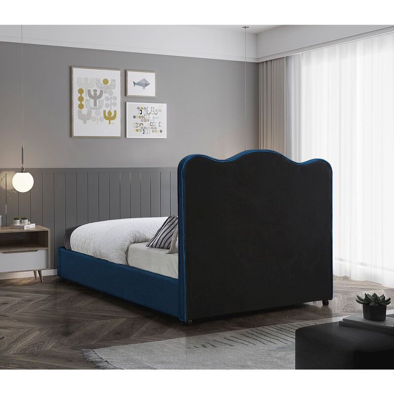 Meridian Furniture Felix Navy Linen Textured Fabric King Bed