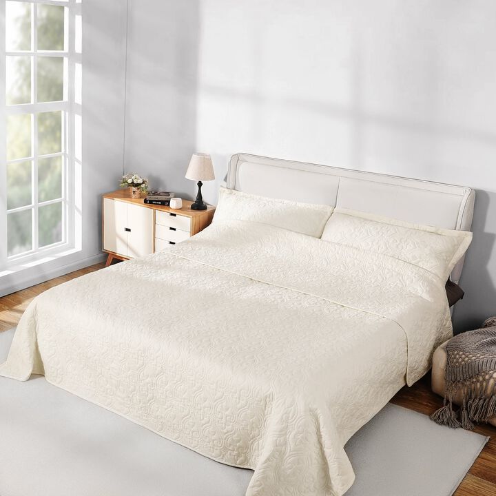 King Quilt Set 3 Piece, Lightweight Cotton Bedding Set with Pillow Shams