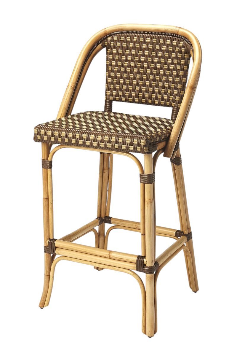 HomeRoots 28" Brown Rattan Counter Height Bar Chair image number 3