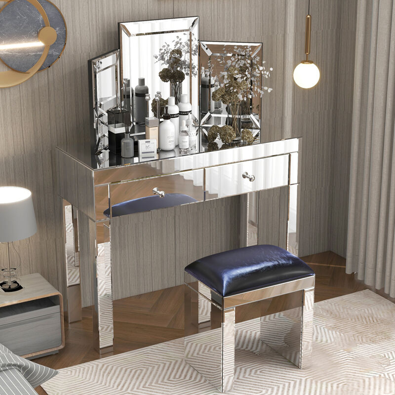 W 39.4"X D 15.7" X H 31.5 "Double draw dressing table, escritorio For entrance / corridor / living room image number 2