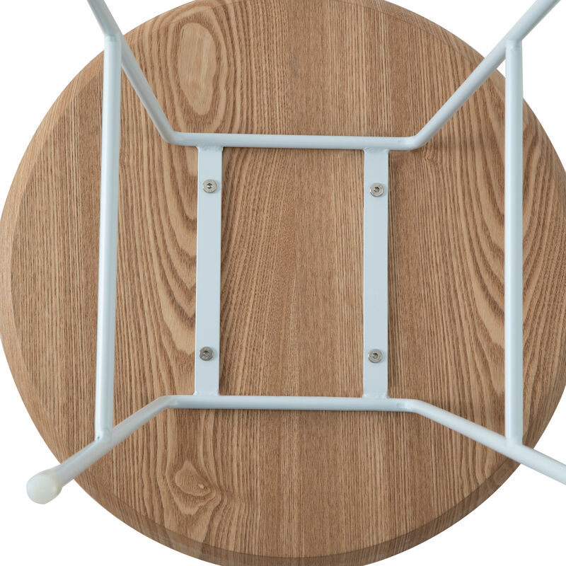 LeisureMod Rossmore Modern Round Side Table with White Steel Frame &ndash; Sleek Accent Table for Living Room, Bedroom, and Contemporary Spaces