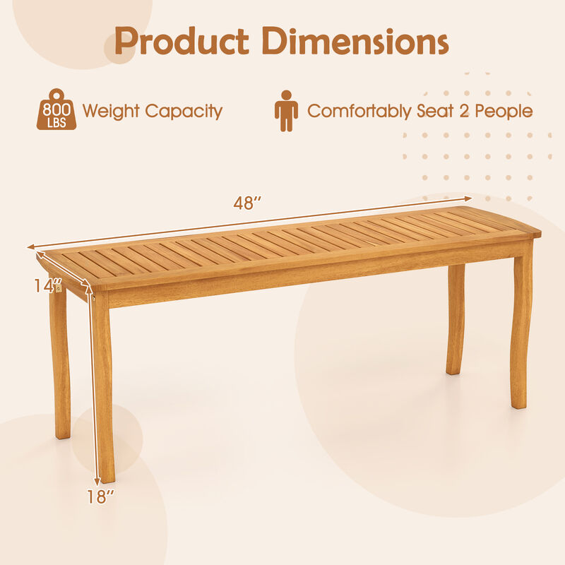 Outdoor Patio Dining Bench Made from Solid Acacia Wood-Natural image number 2