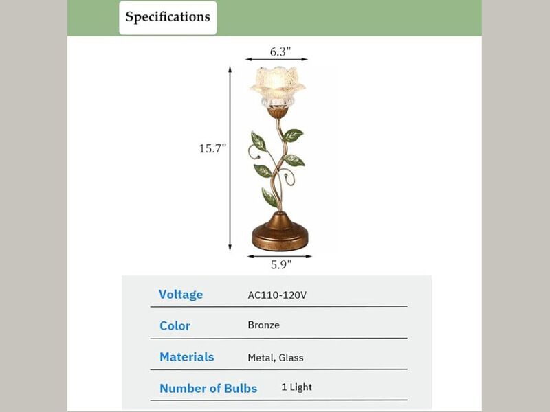 Glass Table Lamp Antique Flower Design Green Leaf Bedside Retro Desk Lamp image number 2
