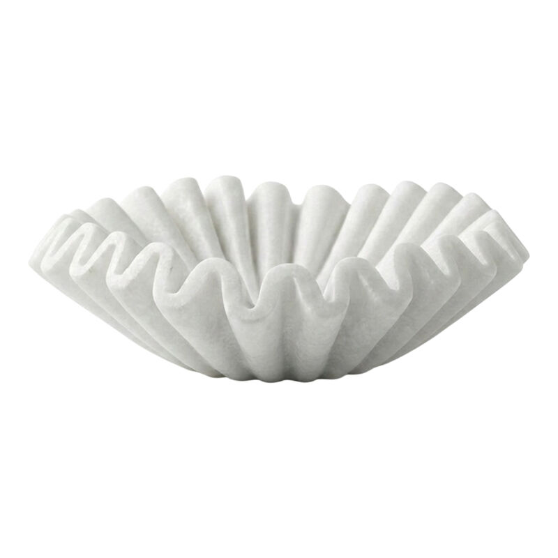 7" Ruffled Bowl, White Marble image number 2
