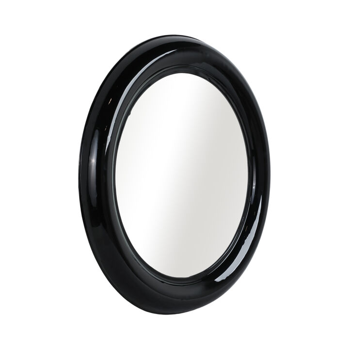 Metal 36" Round Mirror, Black