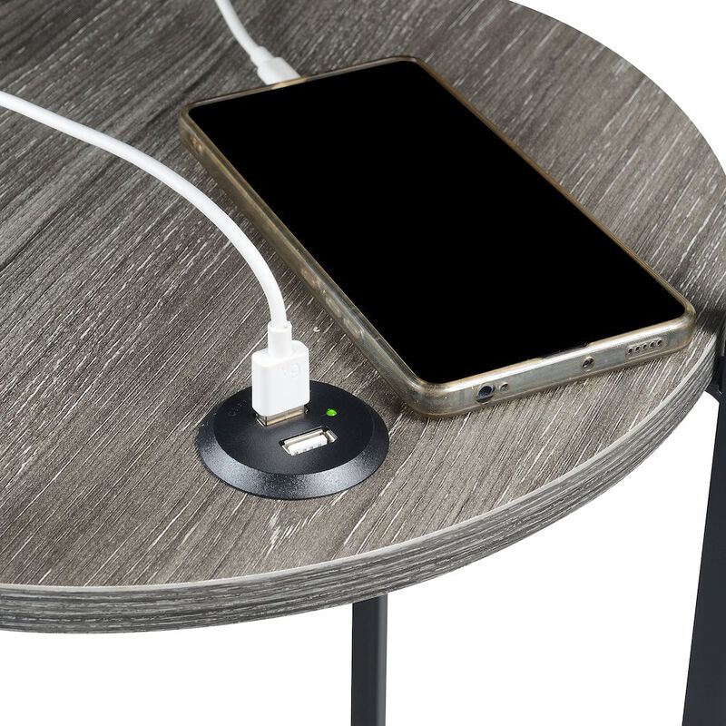 Designs2Go Simon 3 Tier End Table with USB Ports