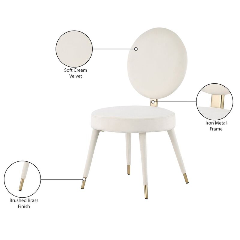 Meridian Furniture Brandy Cream Velvet Dining Chair, Set of 2