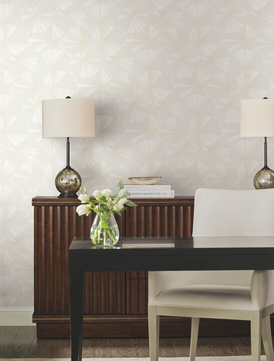 Layered White Lily Pads Wallpaper
