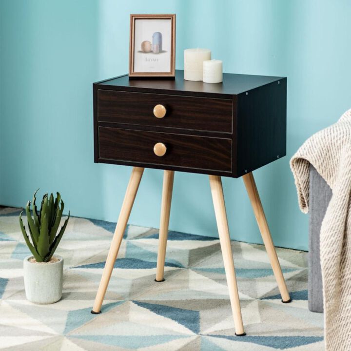 Hivvago Mid Century Modern 2 Drawers Nightstand