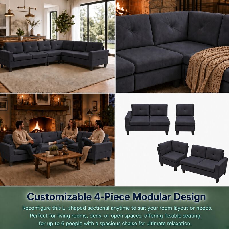 Cetfef Modular L-Shaped Sectional Sofa image number 3