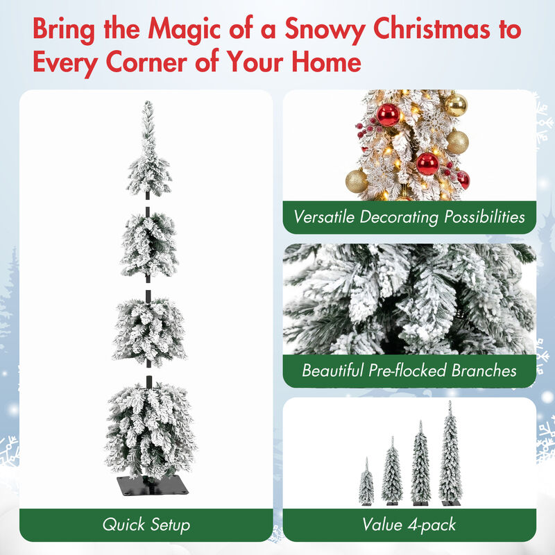 Menmir 4 Pack Pre-Flocked Christmas Trees image number 5