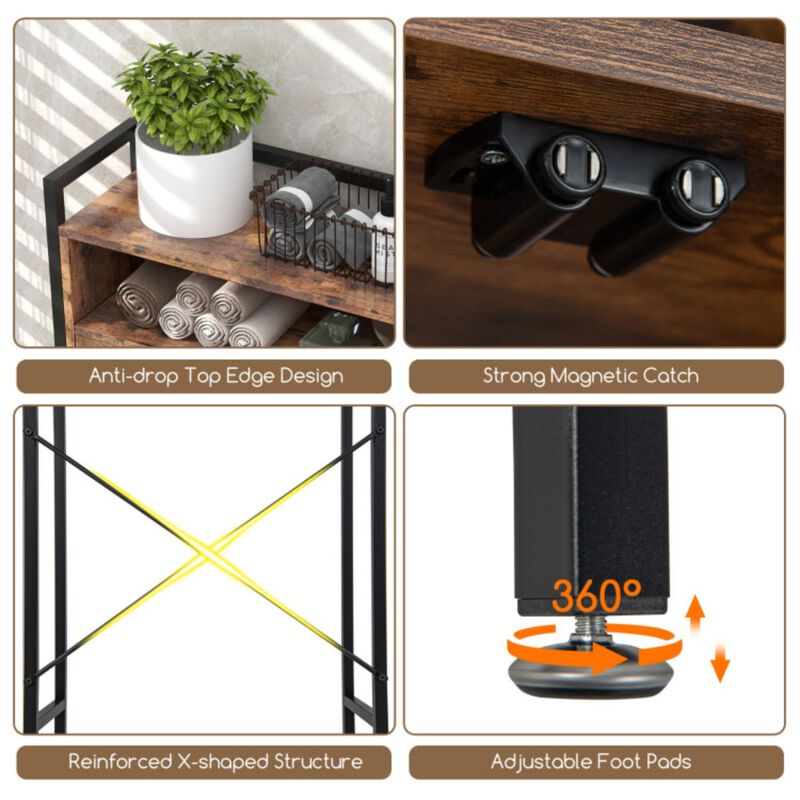 Hivvago Over-The-Toilet Storage Cabinet with Heavy-Duty Metal Frame 2-door Freestanding