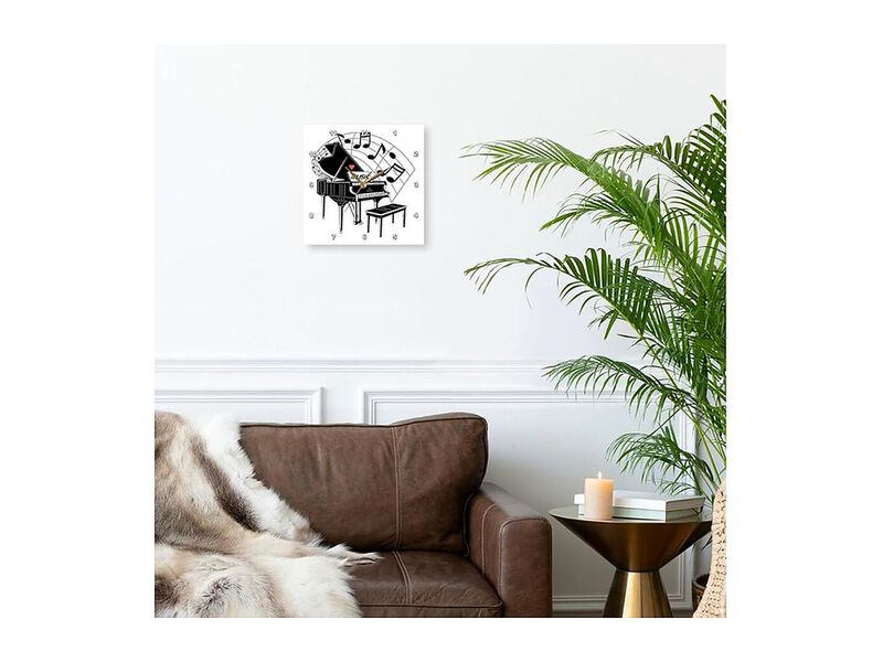 Black Piano Dancing Notes Love Music Wall Clock 10 Inch Home Decor image number 3