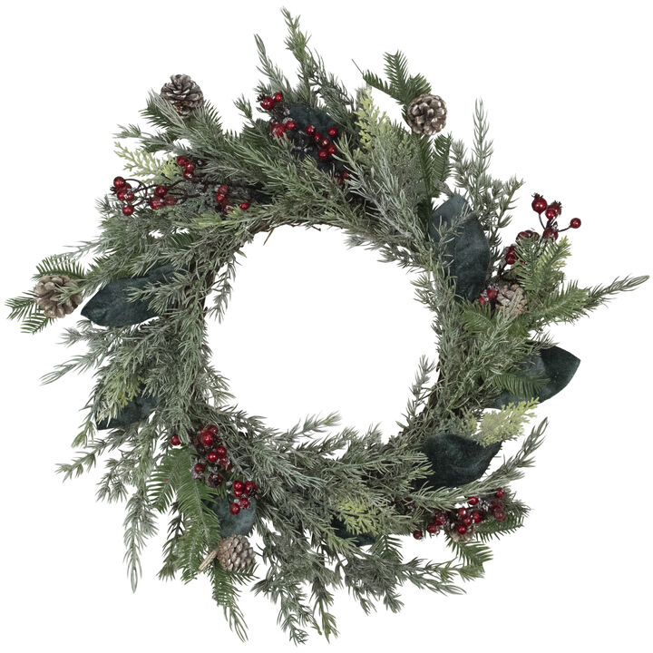 Mixed Foliage and Iced Berries Artificial Christmas Wreath  26-Inch  Unlit