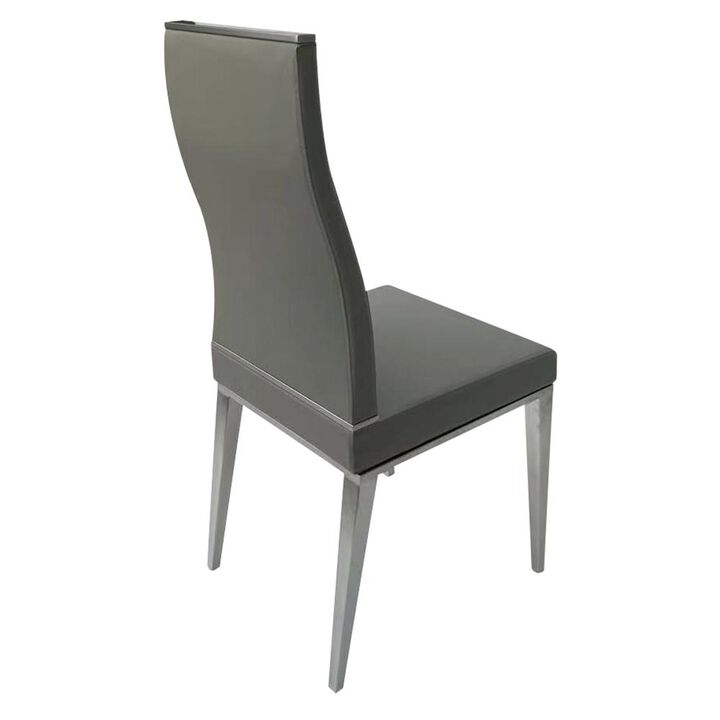 Light Gray Dining Chair With Brushed Stainless Steel, Set Of 4