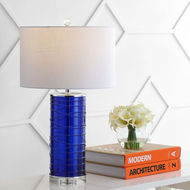 Cole Modern Fused Glass Cylinder LED Table Lamp (Set of 2)