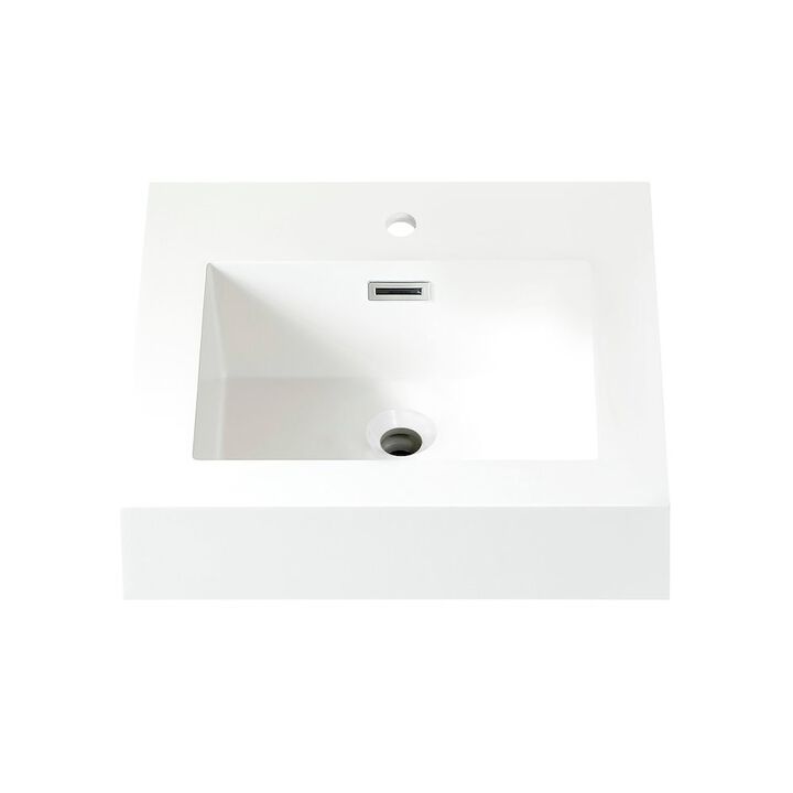 Vinnova Design Square White Finish Composite Granite Stone Console Bathroom Vanity Sink