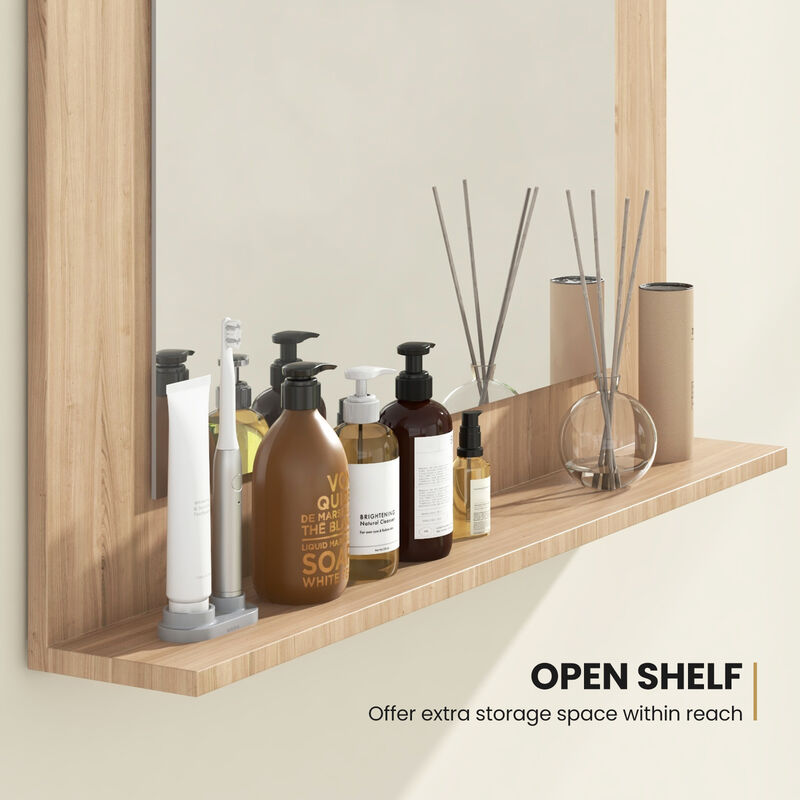 Rectangular Bathroom Mirror with Shelf for Storage and Organization