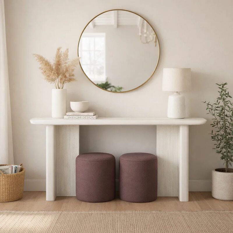 Console Table, White Wood, 63 Inch Rectangular Top with Minimalist Legs image number 6