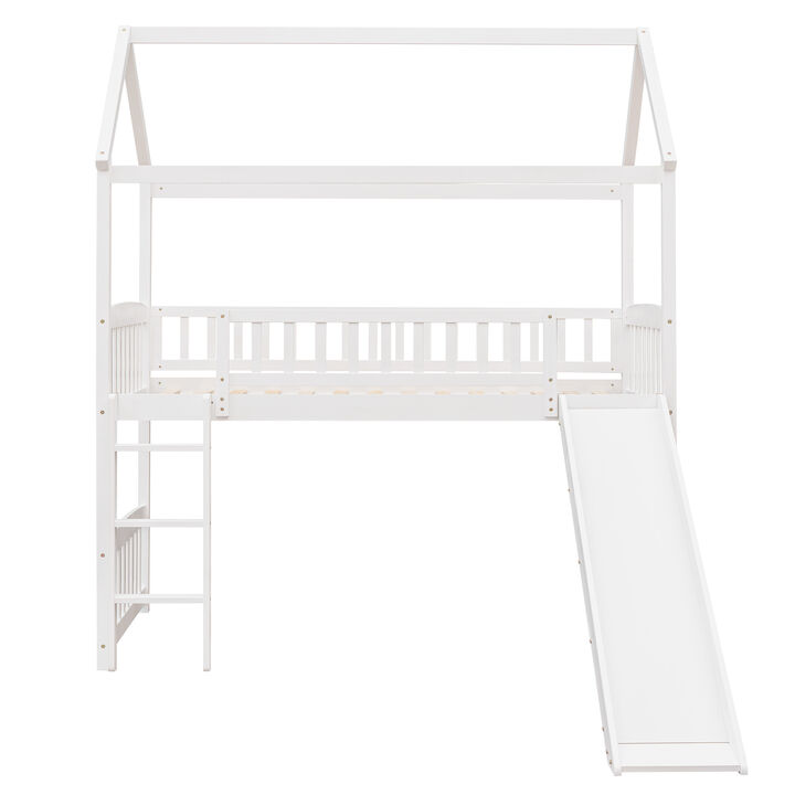 Merax House Bed Loft Bed with Slide