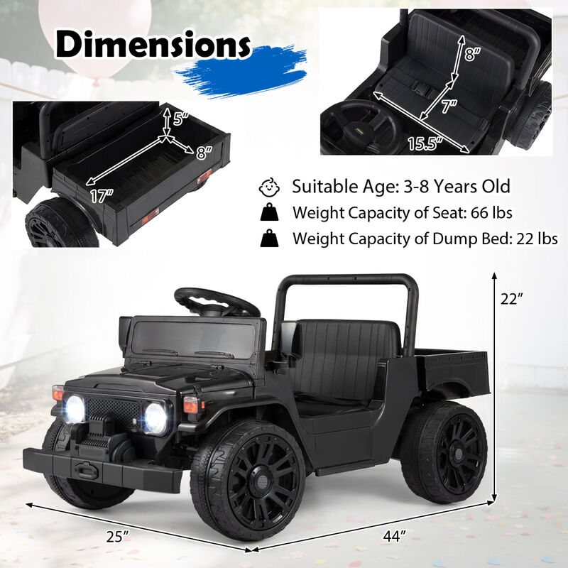 Kids Ride On Truck 12V Electric Vehicle with Dump Bed and Music for Backyard image number 2