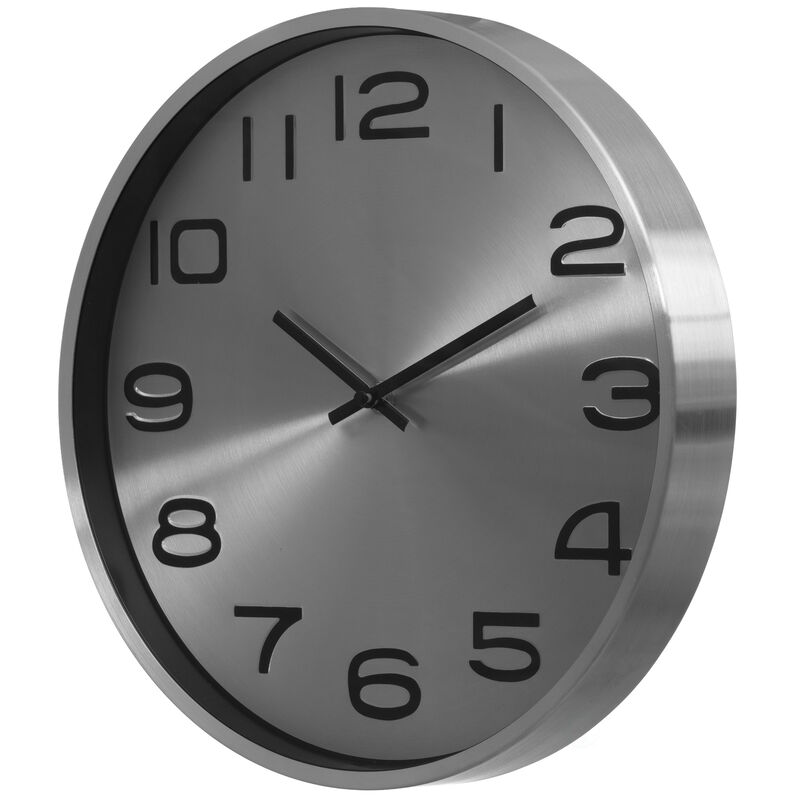 Aluminum Round Wall Clock - Modern Decor for Living Room, Kitchen, or Dining Room - 12 in Decorative Timepiece with Sleek Design - Large Round Clock for Home - Silent Ticking, Battery Operated, Silver