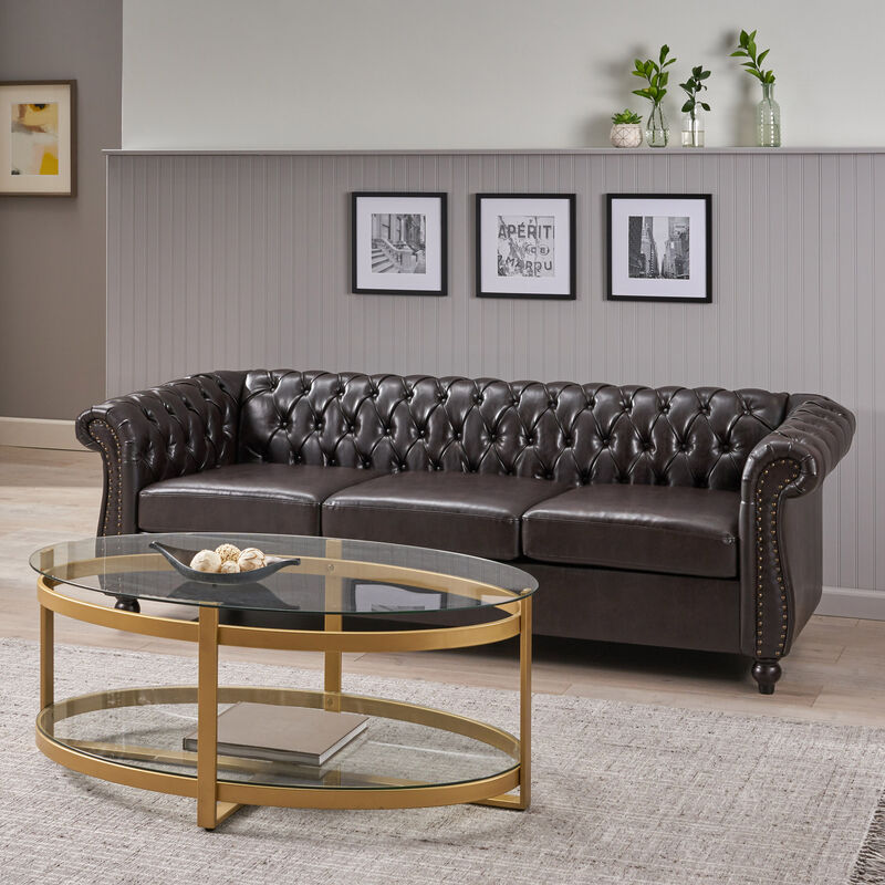 Christopher Knight Home Parksley Contemporary Tufted Chesterfield 3 Seater Sofa