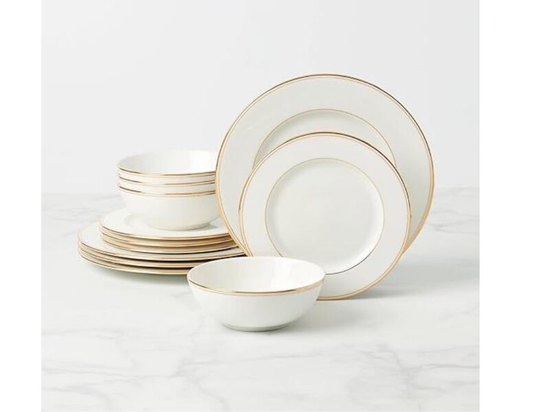 12-Piece Gold-Trimmed Porcelain Dinnerware Set &ndash; Elegant Service for 4