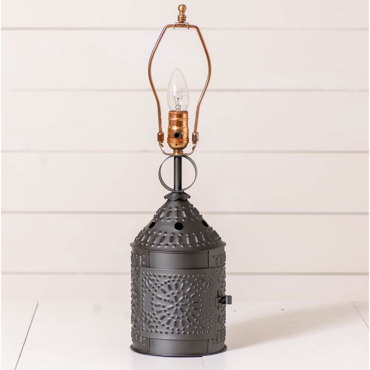 Irvins Country Tinware Paul Revere Lamp Base In Smokey Black