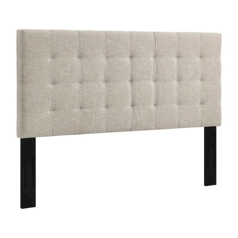 Tufted Upholstered Headboard in Linen Fabric, Elegant Design for King Bed image number 0