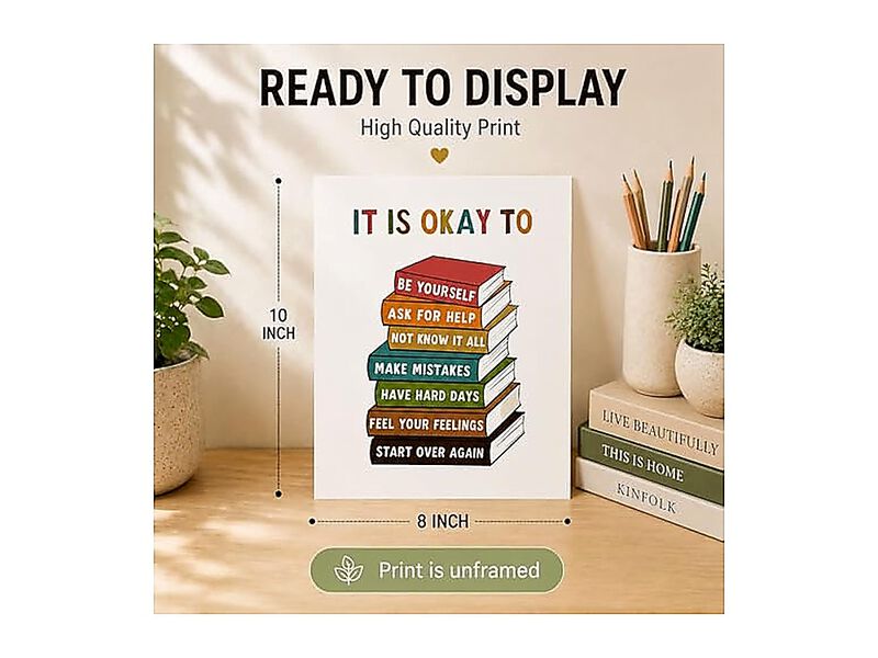 Classroom Signs Wall Art Okay Feel Poster Kids Social Emotional Learning Decor image number 1