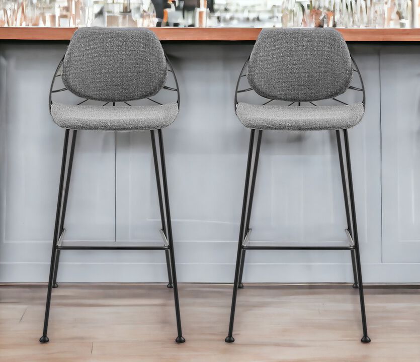 Hivvago Set of Two 30 Inch Light Gray And Black Steel Low Back Bar Height Bar Chairs