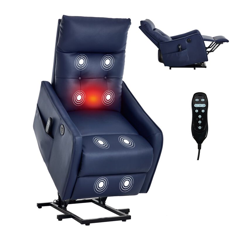 Faux Leather Power Lift Recliner Chair 155&deg; Recliner with Massage Heat & USB image number 0